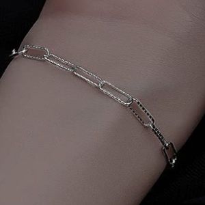 925 STERLING SILVER TEXTURED PAPERCLIP BRACELET